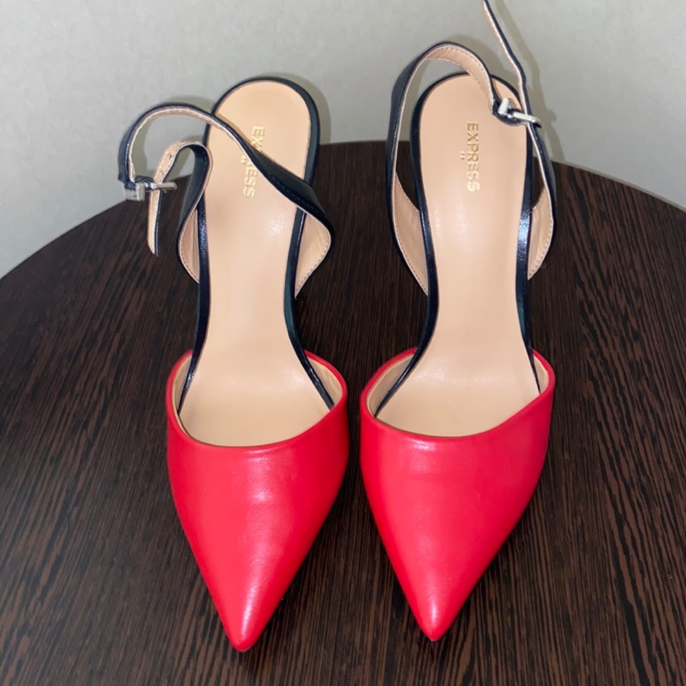 Red/Black Express Slingback Pumps